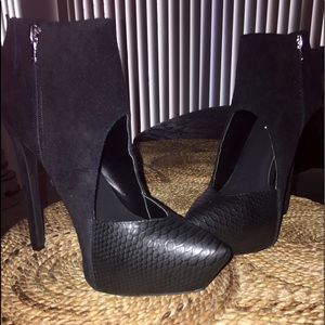 NBW Black Leather & Suede Booties by Steve Madden